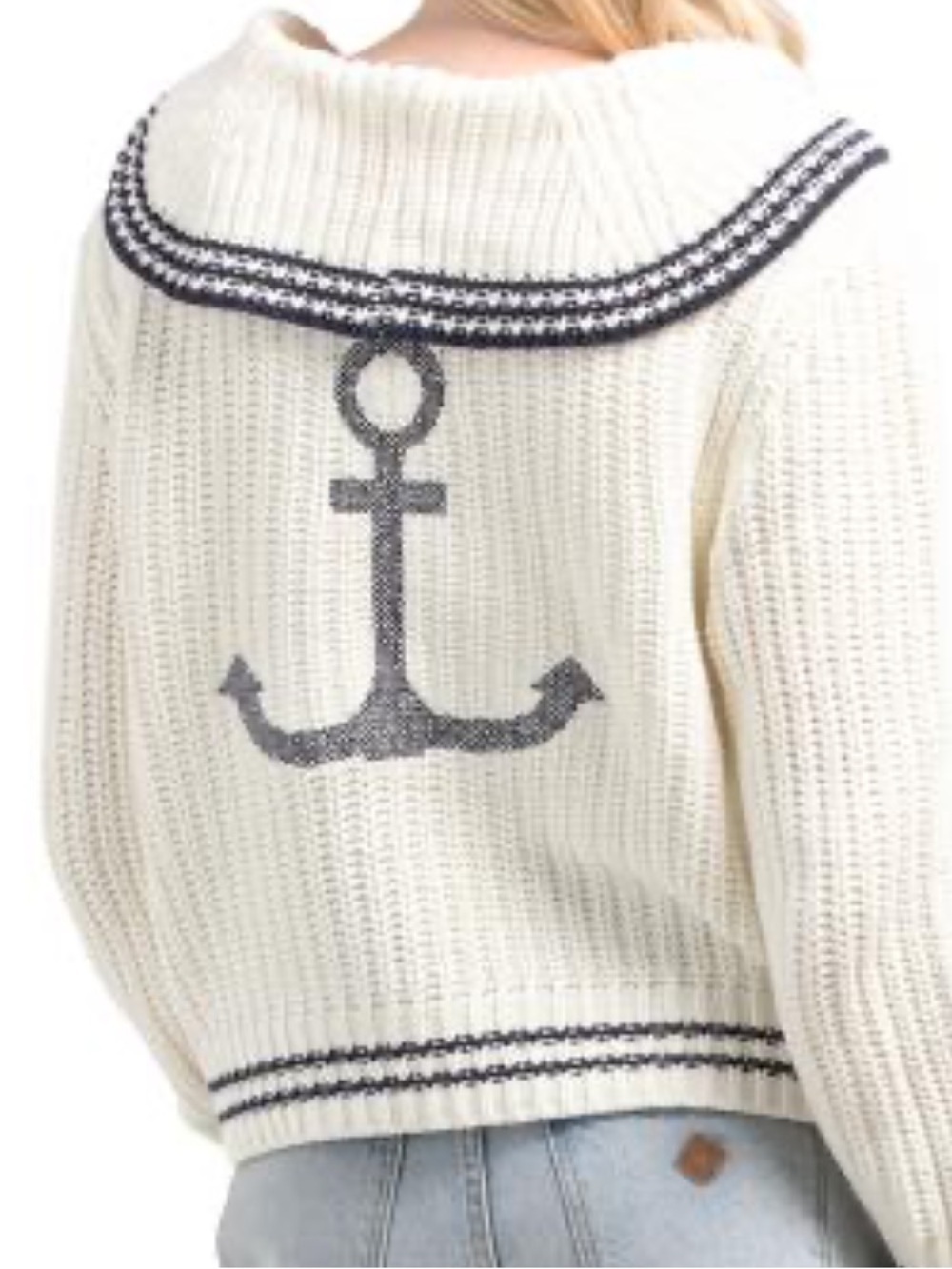 ANCHORS AWAY Cream Nautical Anchor Sweater - Women!! NWT! XS